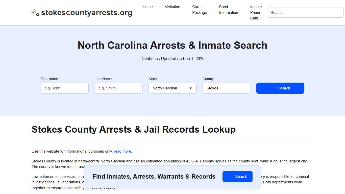 Stokes County, NC Arrests, Warrants, Police Records Search